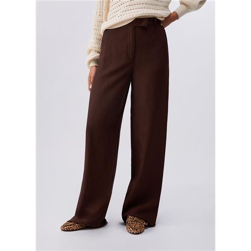 Liu jo pantaloni in misto lino, marrone scuro