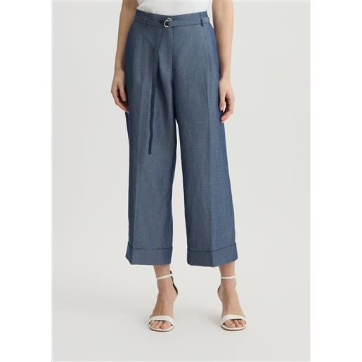 Liu jo pantaloni in misto lino, denim chambray