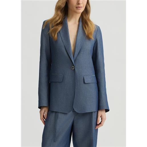 LIUJO liu jo blazer in misto lino, denim chambray