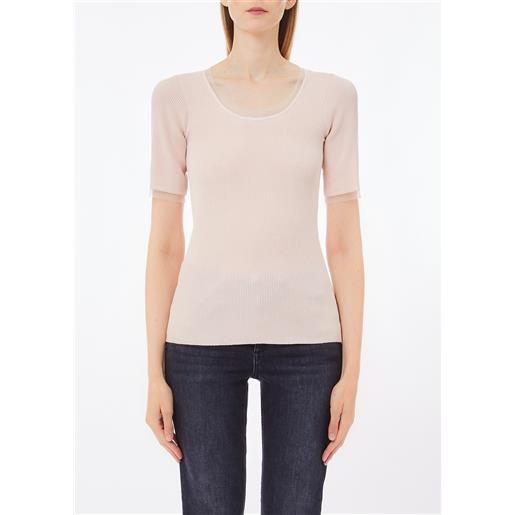 Liu jo top con inserti in tulle, rosa chiaro