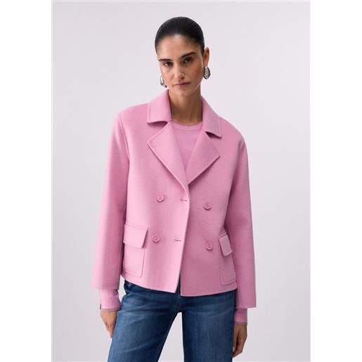 Liu jo cappotto corto in panno double, rosa cipria