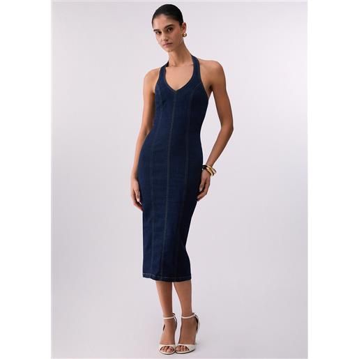 Liu jo abito midi in denim, denim scuro
