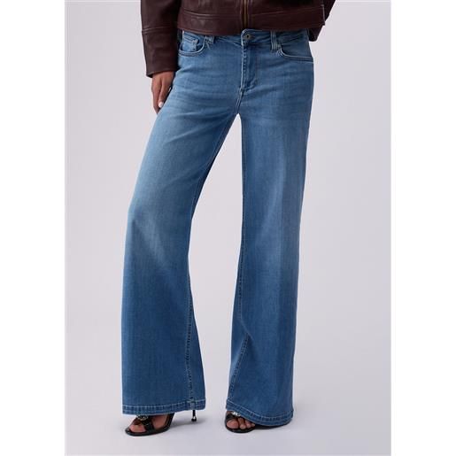 Liu jo jeans flare a vita alta, denim chiaro