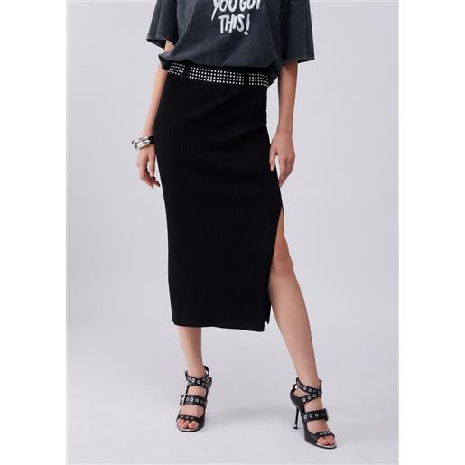 Liu jo longuette in maglia con borchie, nero