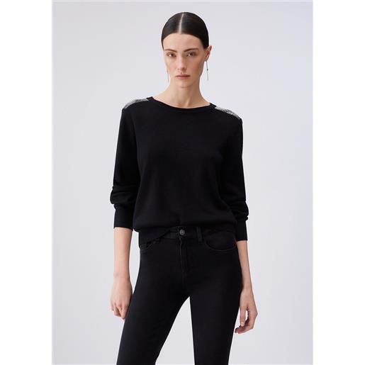 Liu jo maglia con perline, nero