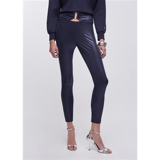 Liu jo leggings in lycra con cut-out, blu scuro