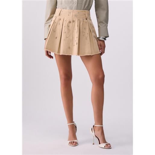 Liu jo gonna mini con ricami gioiello, beige