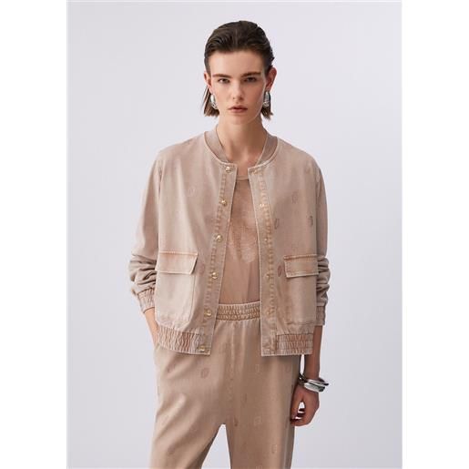 LIUJO liu jo giacca in jersey délavé, beige