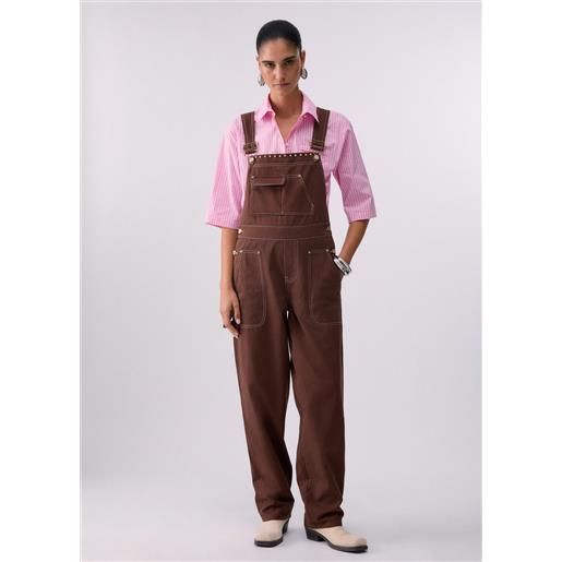 LIUJO liu jo salopette con maxi tasche, cioccolato