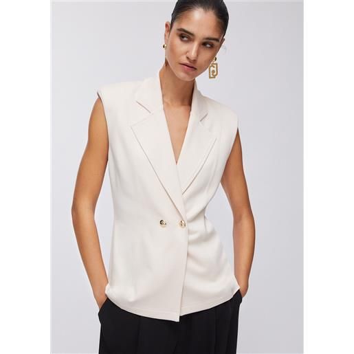 Liu jo gilet con spalline imbottite, panna