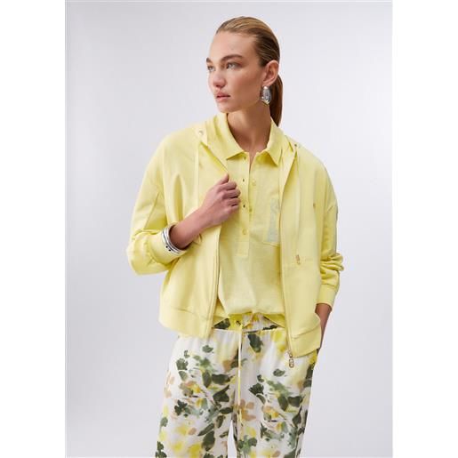 Liu jo felpa con ricami floreali, giallo