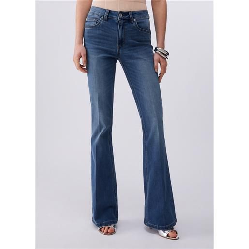 Liu jo jeans bootcut a vita alta, denim blu scuro