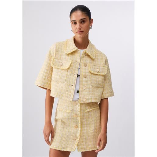 LIUJO liu jo giacca cropped in bouclé, giallo