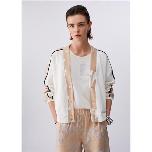 Liu jo felpa con dettagli in organza, beige