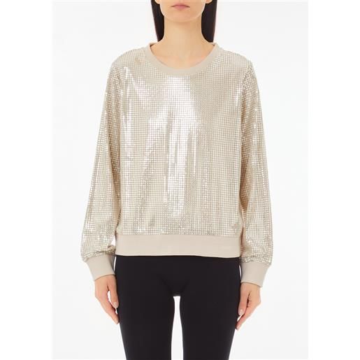 Liu jo felpa con paillettes, tortora