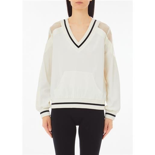 Liu jo felpa con scollo a v, latte