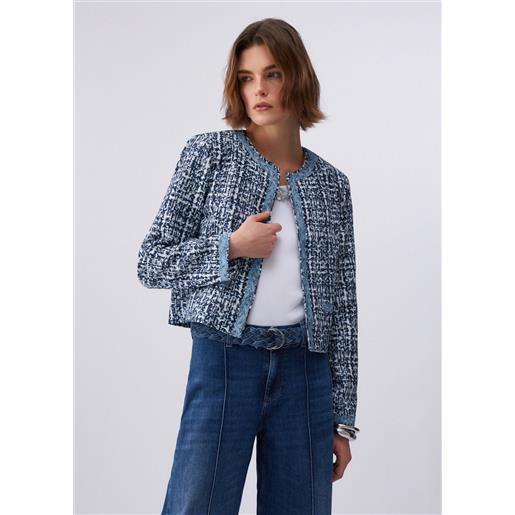 LIUJO liu jo giacca con stampa digitale effetto bouclé, blu