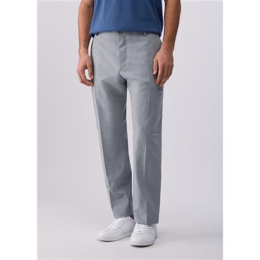 Liu jo pantaloni worker in misto lana, ghiaccio