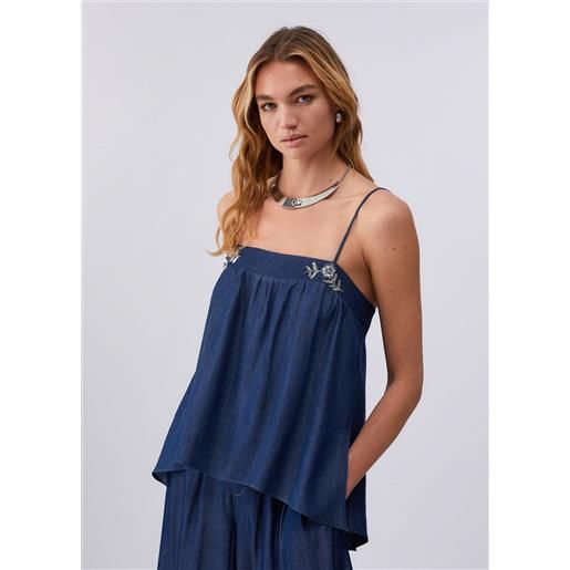 Liu jo mini abito in denim con castoni, denim scuro