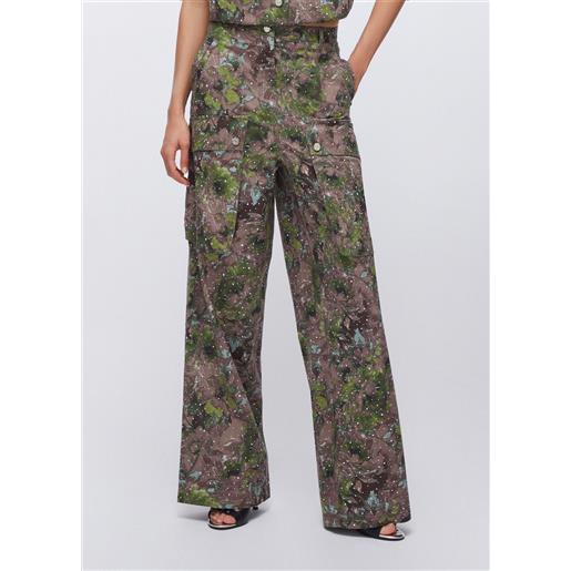 Liu jo pantaloni cargo, floreale verde