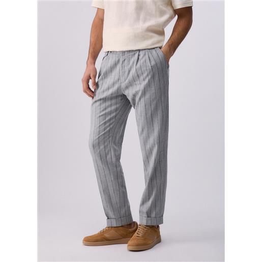 Liu jo pantaloni gessati con pence, grigio gessato