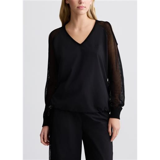Liu jo felpa con cut-out, nero
