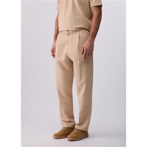 Liu jo pantaloni chino in misto lino, beige