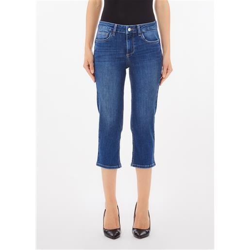 LIUJO liu jo jeans capri con strass, denim blu scuro