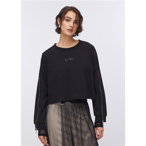 Liu jo felpa con zip, nero
