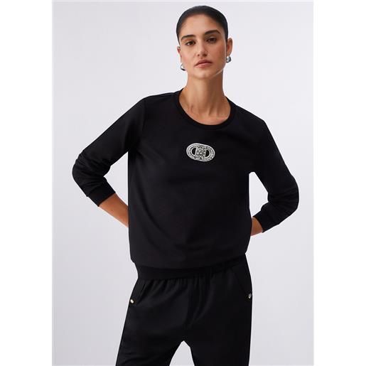 Liu jo felpa con dettagli gioiello, nero