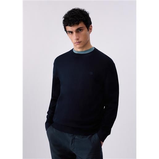 Liu jo maglia in crêpe di cotone, blu scuro