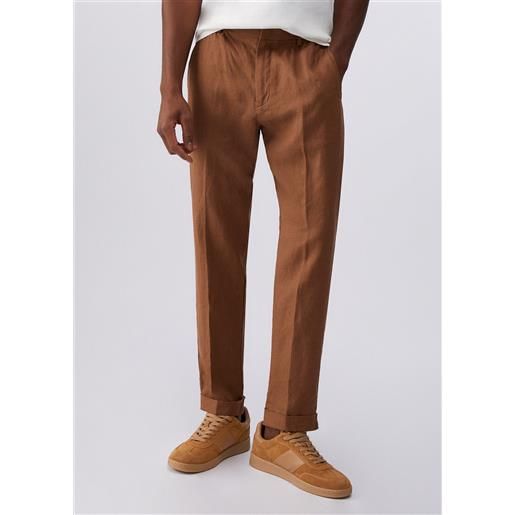 Liu jo pantaloni 100% lino, cognac