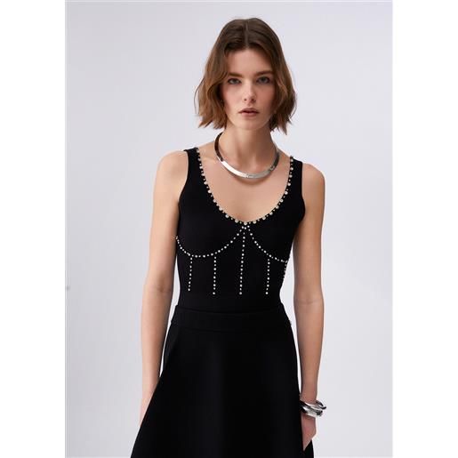 LIUJO liu jo body con ricami gioiello, nero