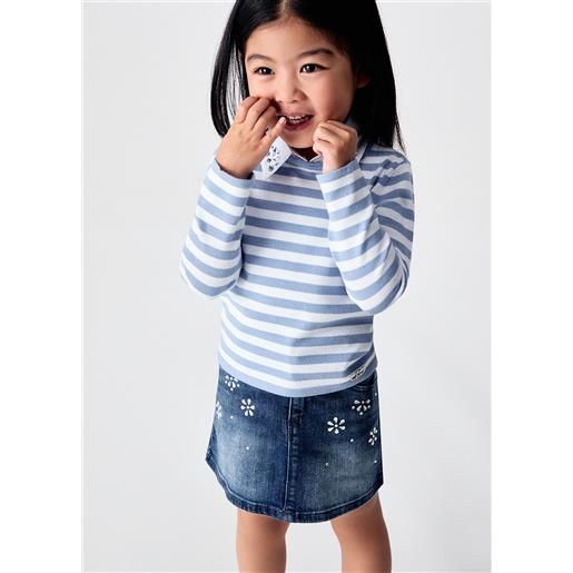 Liu jo gonna in denim con ricami gioiello, denim scuro