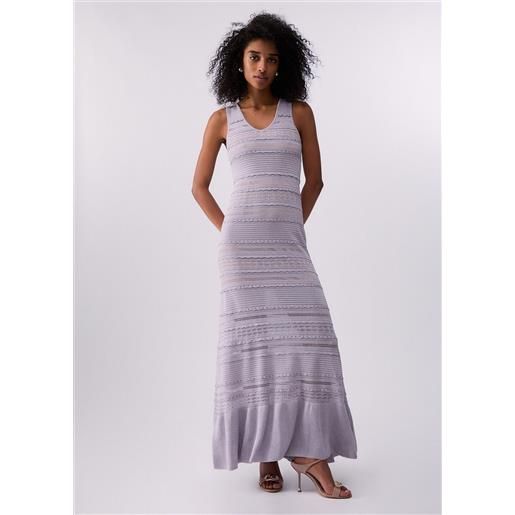 LIUJO liu jo abito lungo in maglia traforata, lilla chiaro