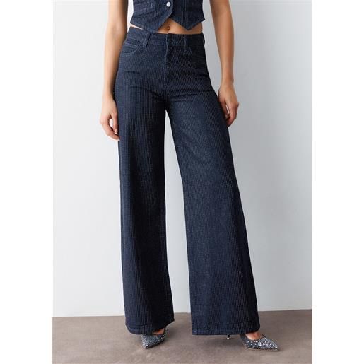 Liu jo jeans palazzo full-strass, denim blu