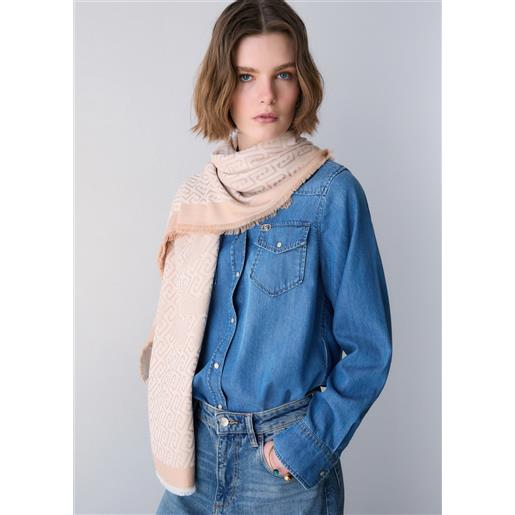 LIUJO liu jo foulard con logo jacquard, sabbia