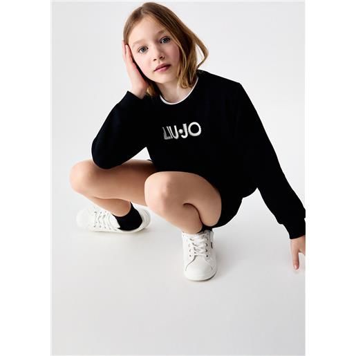 Liu jo felpa con logo e strass, nero