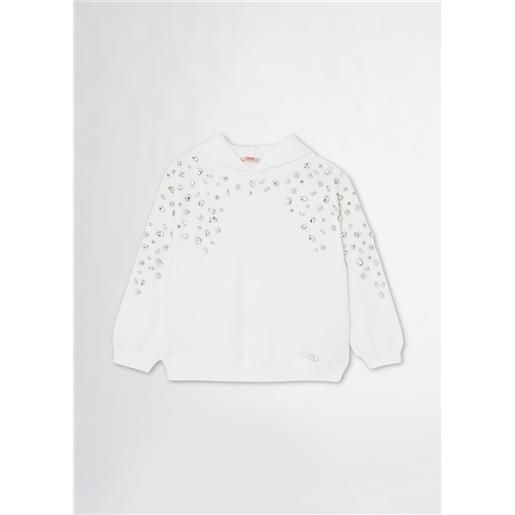 Liu jo felpa con strass, bianco con strass