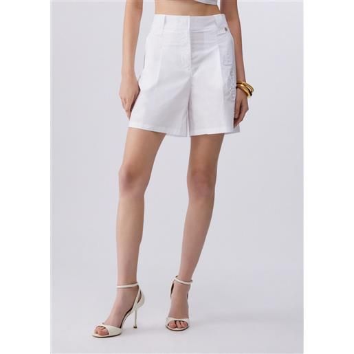 Liu jo short con ricamo, bianco