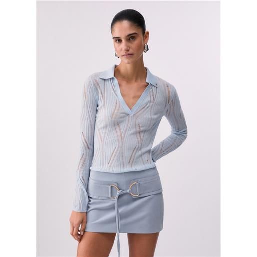 Liu jo maglia in lana vergine, azzurro