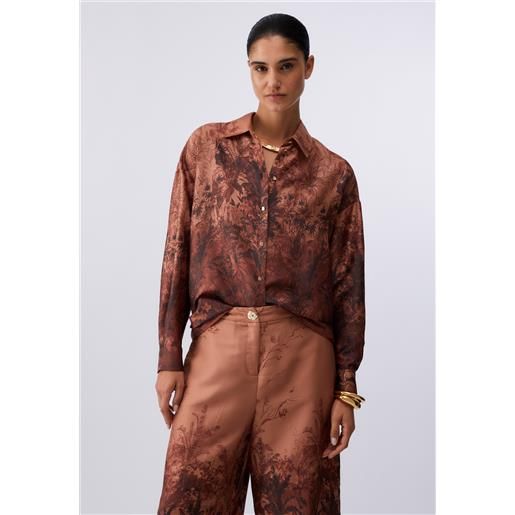 LIUJO liu jo camicia in twill stampato, marrone