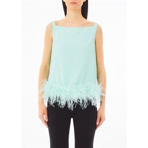 Liu jo top elegante con piume, menta