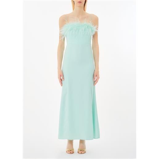 Liu jo vestito elegante con piume, menta