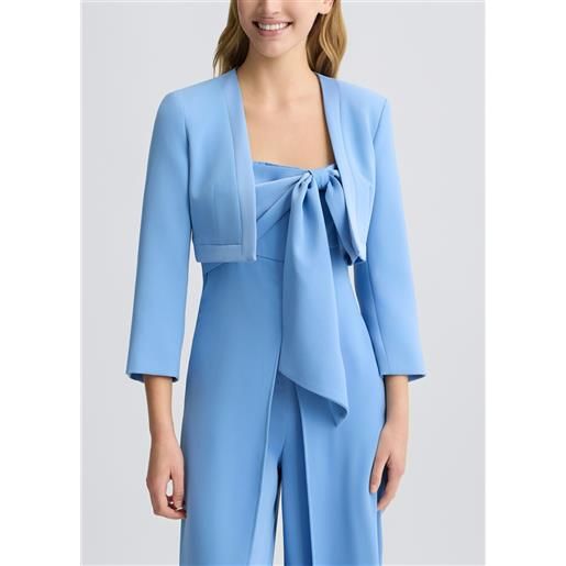 LIUJO liu jo giacca cropped in envers satin, azzurro