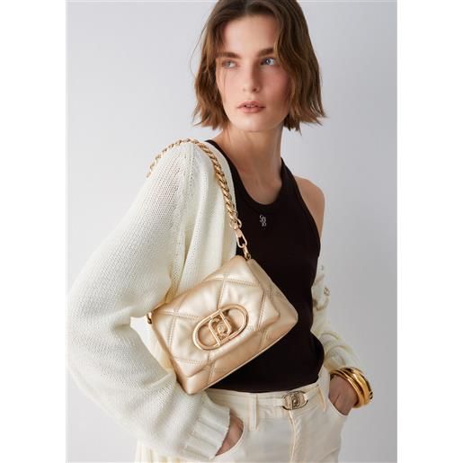 Liu jo borsa lapuffy piccola matelassé, oro chiaro