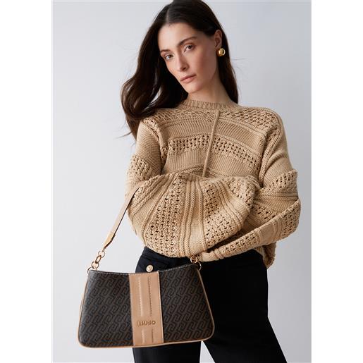 Liu jo borsa a spalla piccola monogram, testa di moro