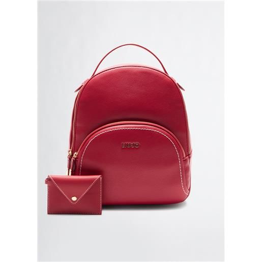 Liu jo zaino bottalato con pochette, rosso