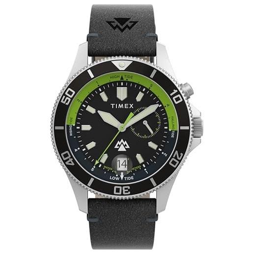 Timex Orologio da uomo Expedition North da 43 mm, cinturino nero ecologico in due pezzi, a sgancio rapido, quadrante nero, cassa verde TW2W34400