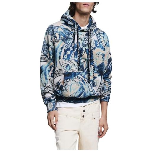 Desigual sweat_mosaic full printe sweatshirt, verde, xl uomo